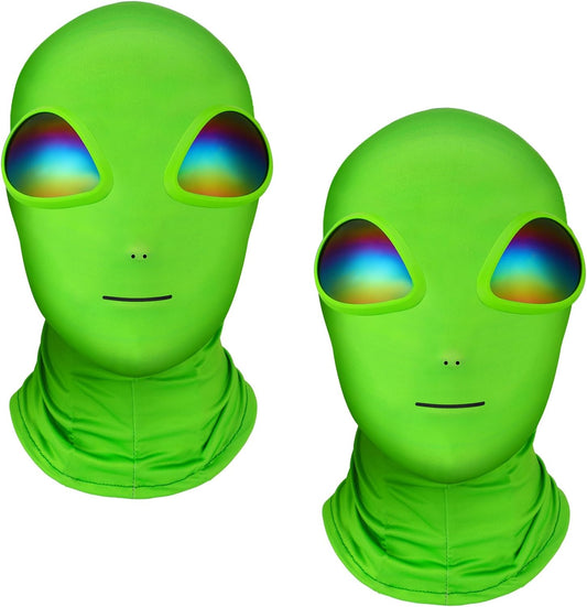 2 Pcs Alien Mask 3D Full Face Mask Halloween Mask Cosplay Alien Glasses Halloween Party Ghost Creepy Face Costume for Adults Kids Scary Party Decoration Props