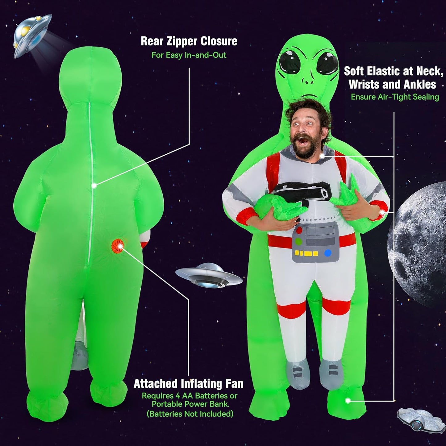 Inflatable Alien Costume for Adults, Inflatable Halloween Costumes Blow up Alien Costume for Halloween & Alien Parties Themed Events