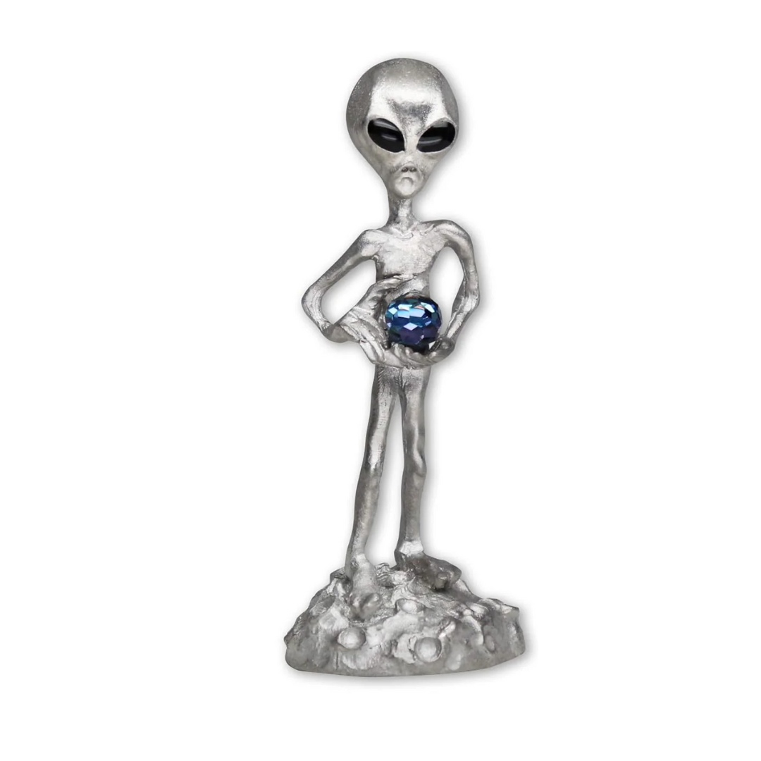 Alien Holding Crystals - Handmade Alien Statue