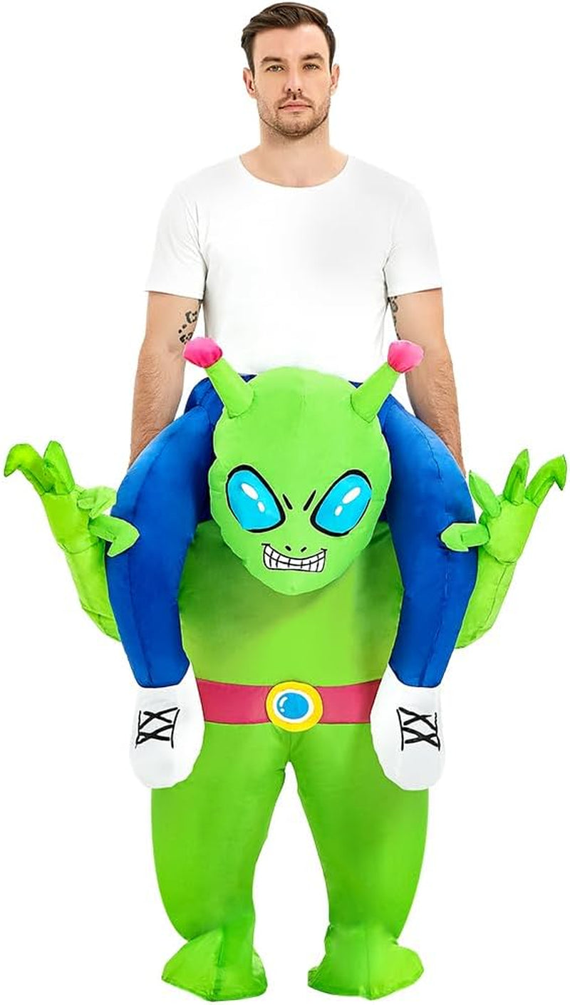 Inflatable Alien Costume Adult Blow up Costumes Alien Suit Onesie Ride on Fancy Party Cosplay Dress Halloween Costumes for Men Women