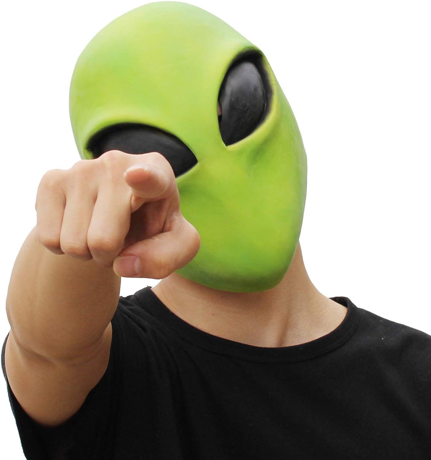 Green Alien Head Mask Cool Latex Costume Mask for Party Halloween Dressing Up