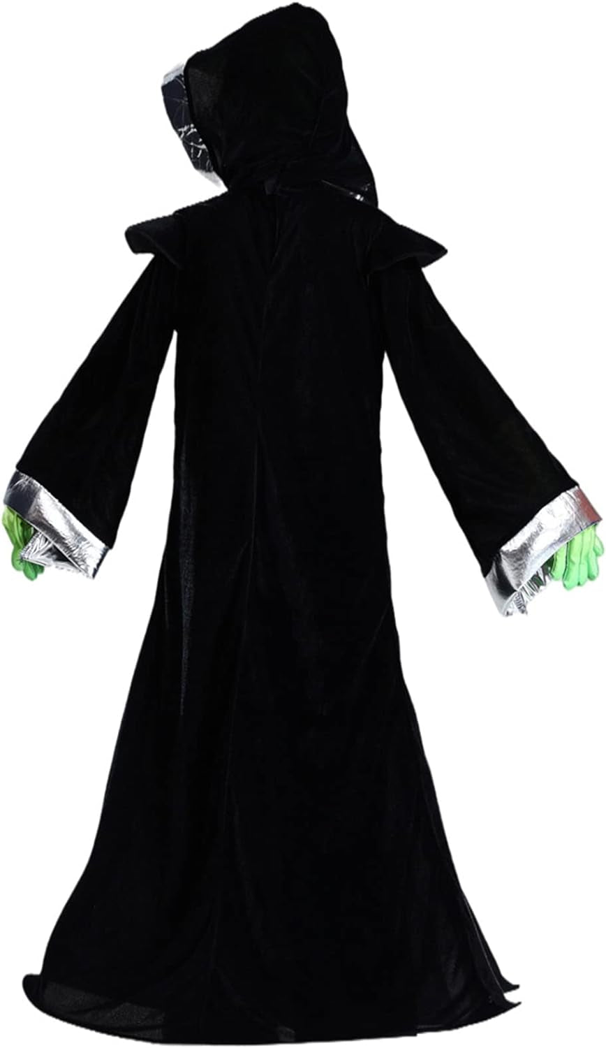 Alien Costume for Kid Halloween Alien Costume Kids Black Alien Hooded Robe Gloves Headgear Outfit Aliens Costume