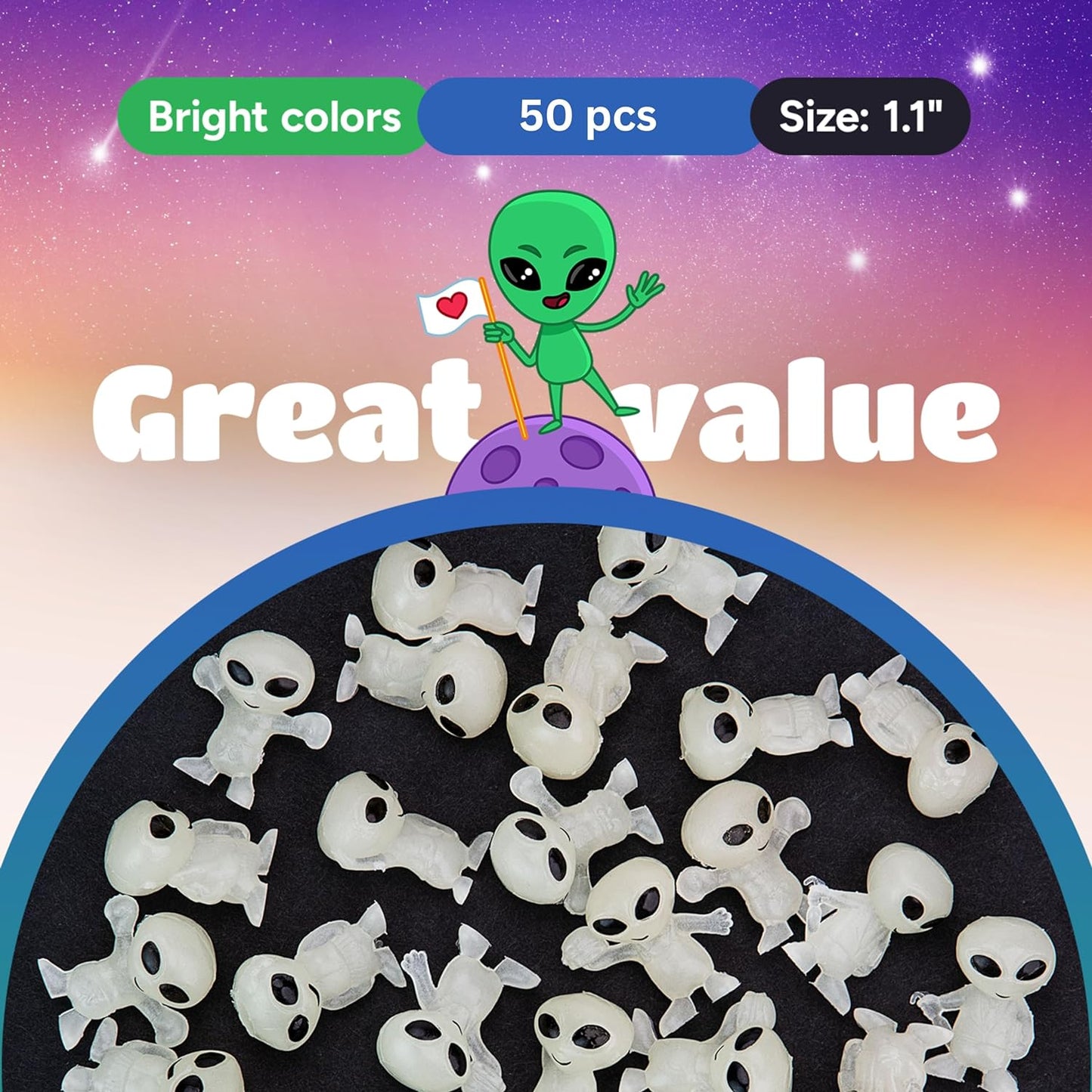 Product Title: Glow in The Dark Alien Toys - 25/50/100 Pack