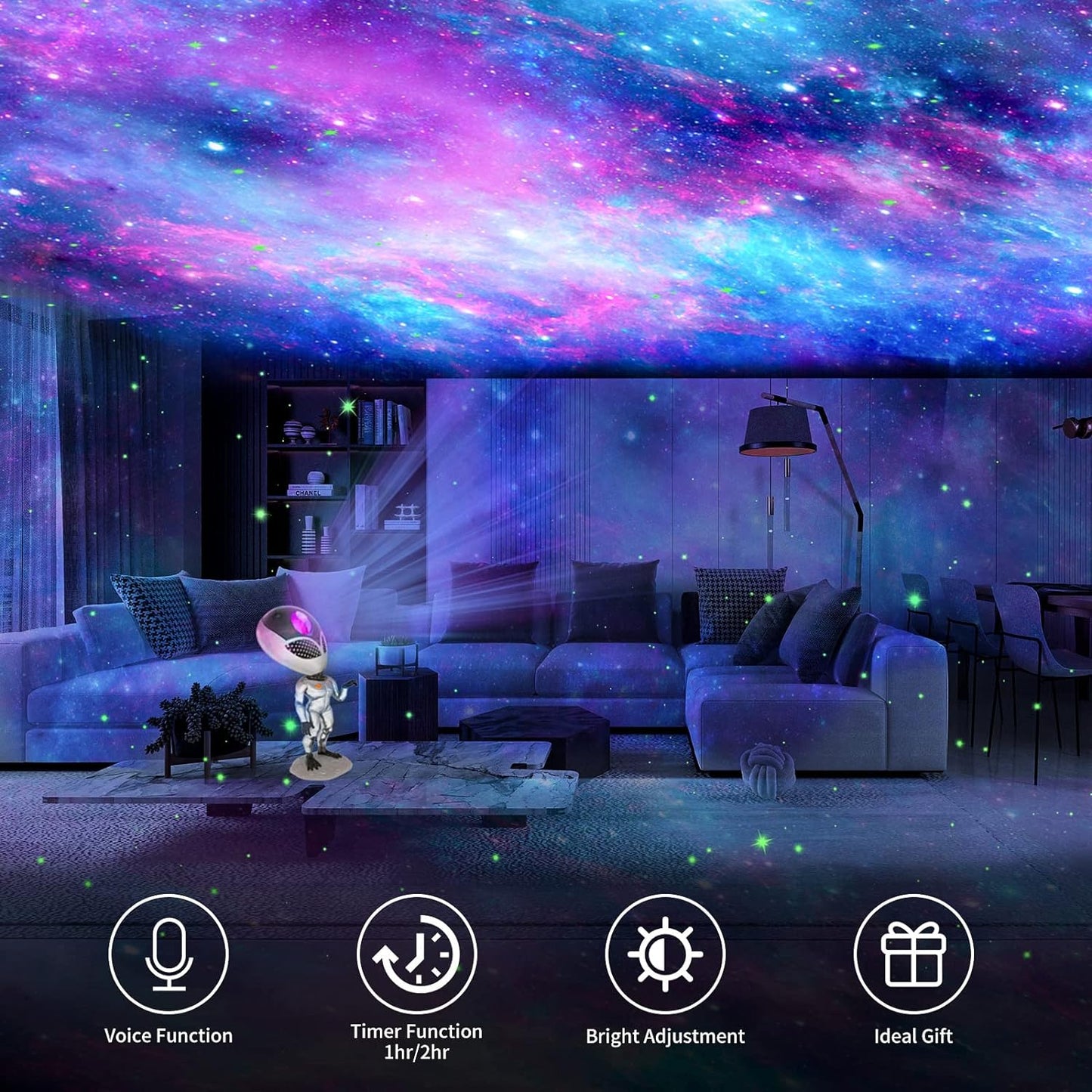 Star Projector, Aliens Galaxy Projector for Bedroom, Starry Nebula LED Lamp with Timer and Remote, Aliensun Night Light Projector for Kids Adults Gaming Room, Home Theater and Room Decor