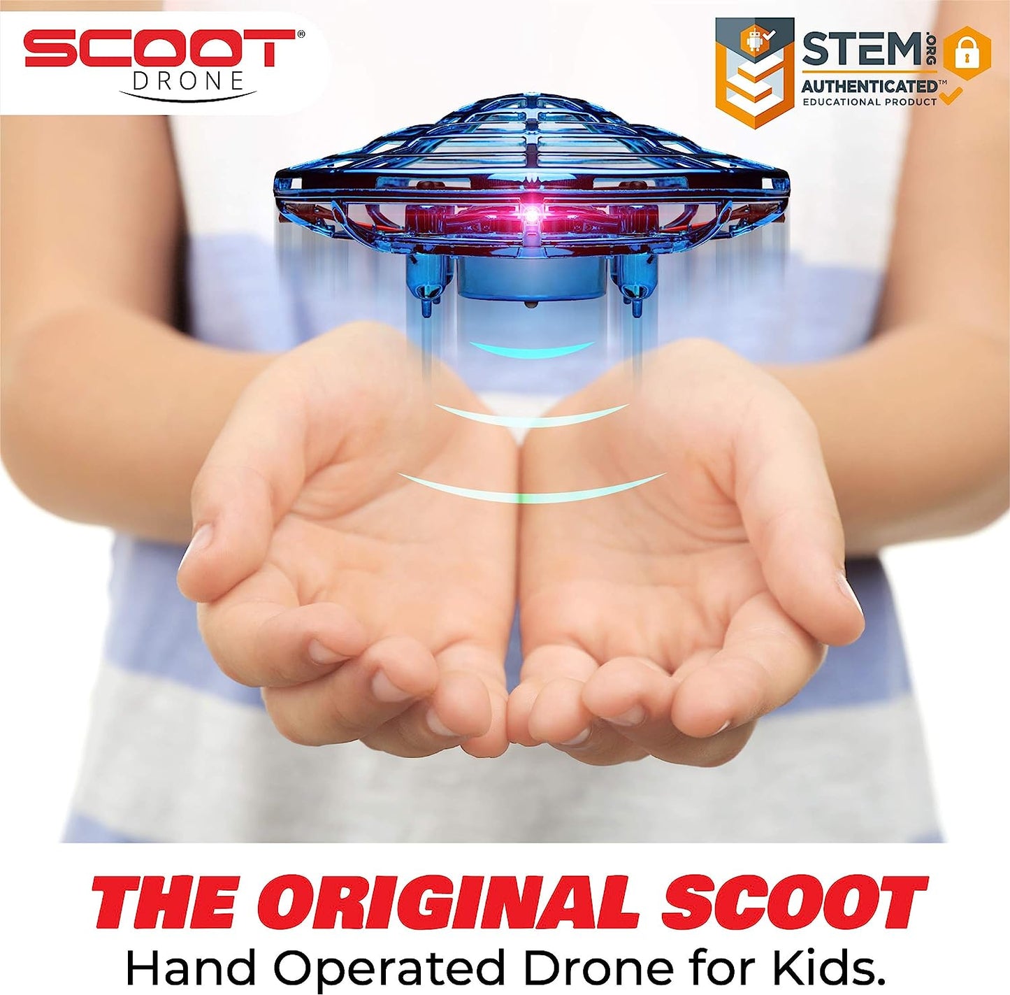 Scoot Hand Operated Drone for Kids or Adults - Hands Free Motion Sensor Mini Drone, Indoor Small UFO Toy Flying Ball Drone (Blue)