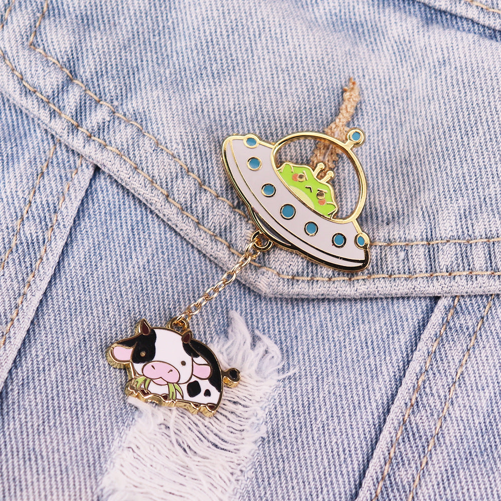 Alien Frog Spaceship Pin