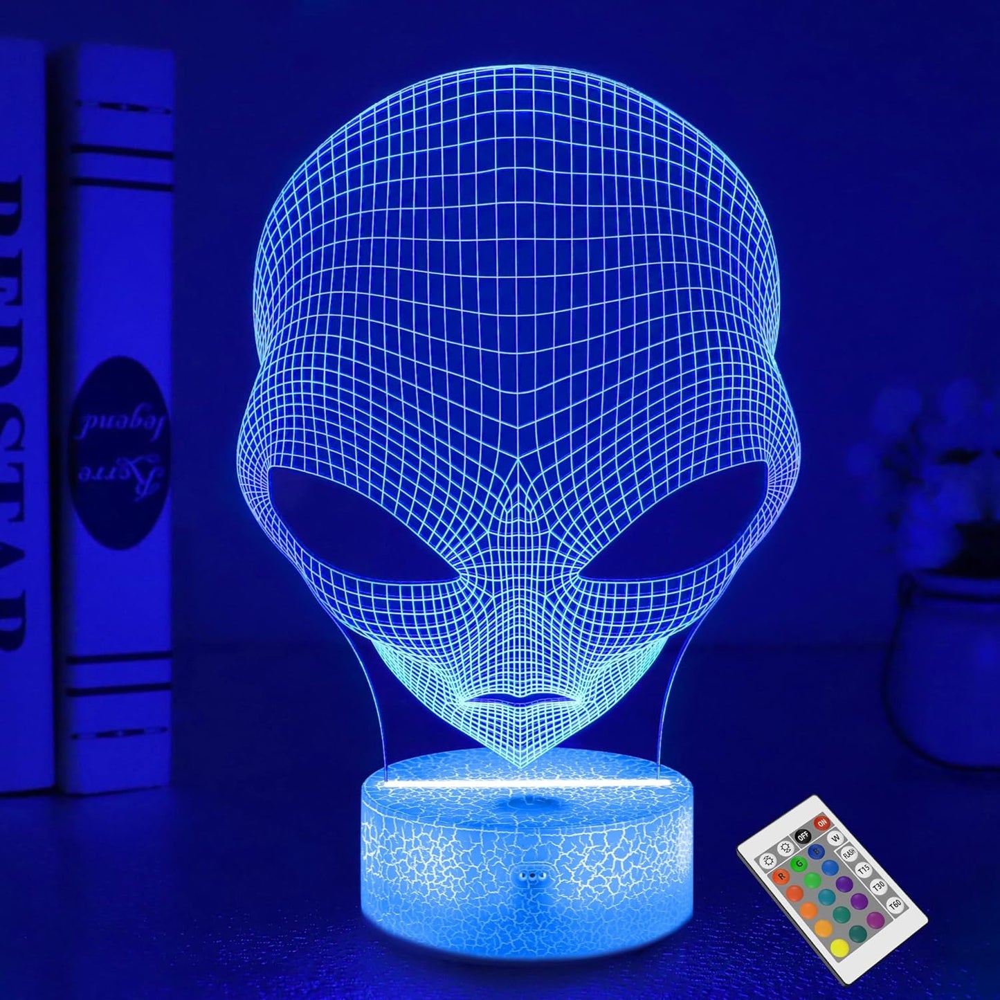 Alien Gift, Kids Alien Illusion Night Light (With Remote Control), 3D Illumination Lights Boys Gift 16 Colors Changeable Kids Room Lighting Creative Decoration... (Alien)