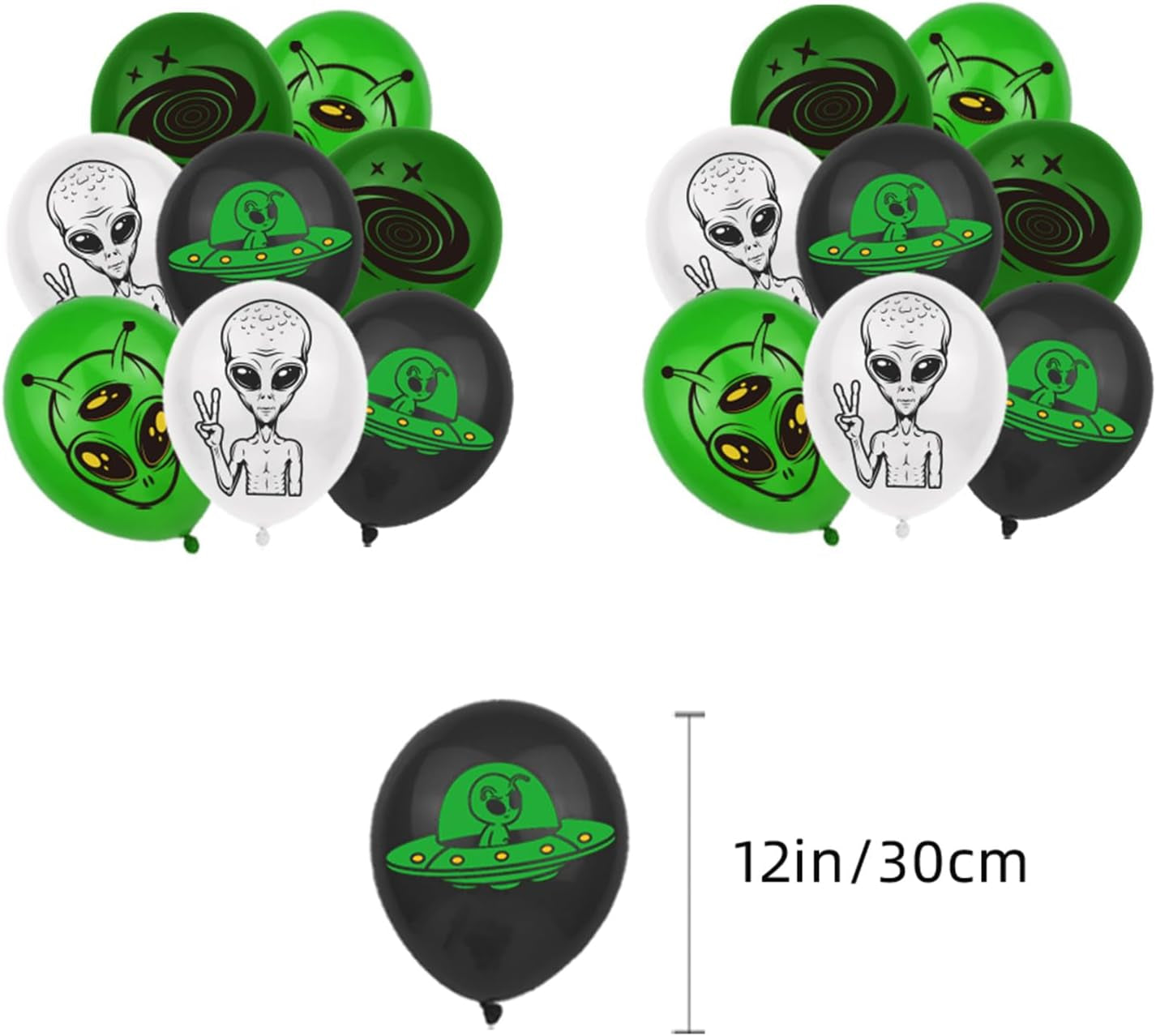 127 Pcs Alien Theme Birthday Party Supplies Include Alien Banner Balloons, Cake Topper, Cupcake Toppers, Stickers for Kids UFO Alien Birthday Party Decorations