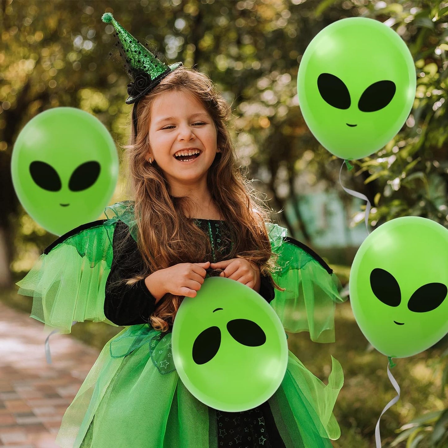 65Pcs Alien Balloons Green Alien Party Latex Balloons UFO Balloons Outer Space Aliens Decorations for Birthday Party Baby Shower Supplies Home Backdrop Decorations