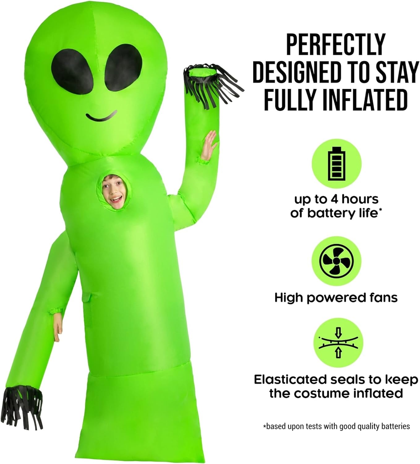 Child Inflatable Alien Costume Kids, Blow up Alien Costume for Kids, Green Alien Suit Kids