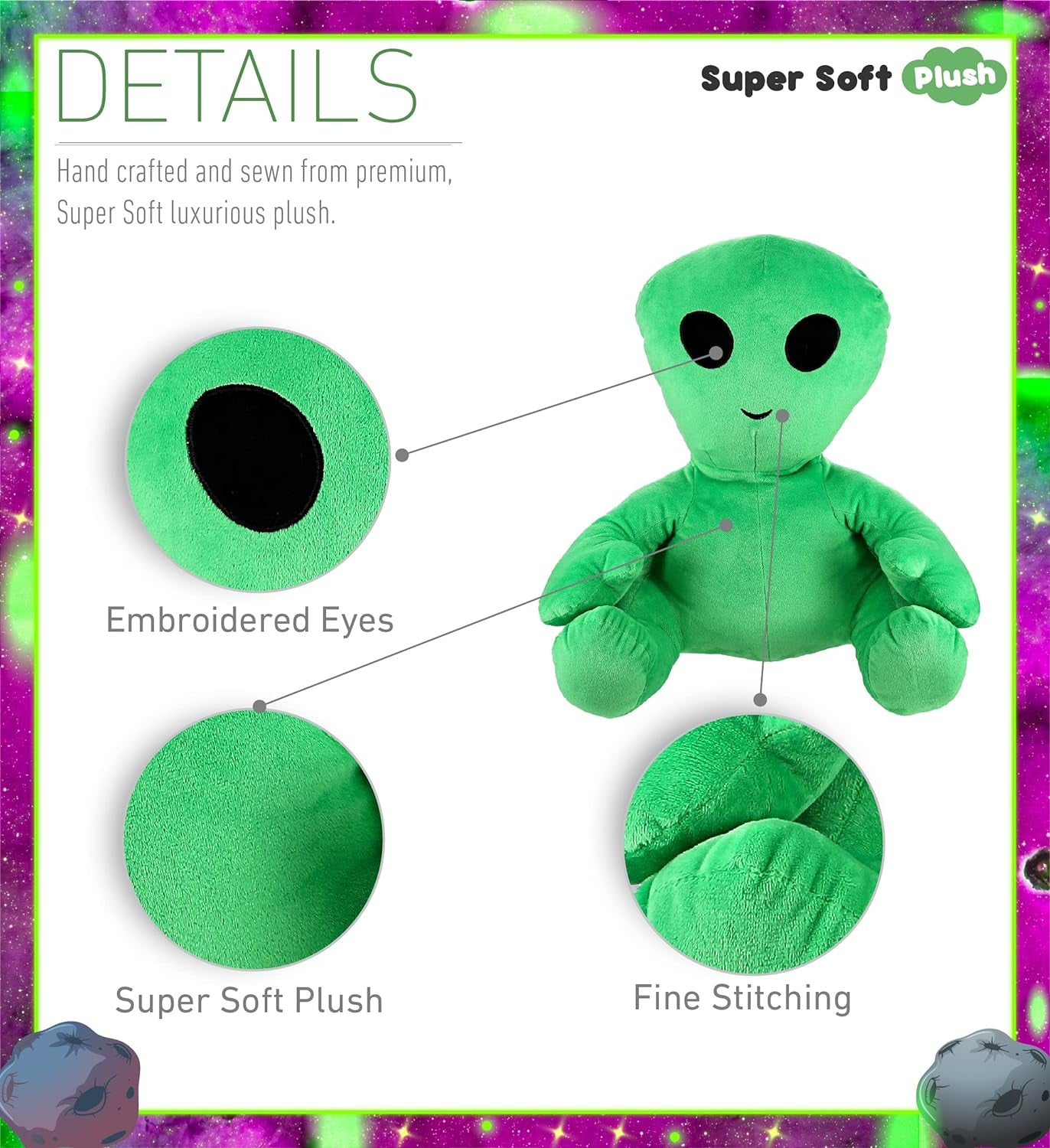 Plush Alien Stuffed Toy – Soft Huggable Green Alien, Adorable Space Creature Plushie Toy, Cute Weird Cuddle Gifts Toy for Kids and Adults - 18 Inches