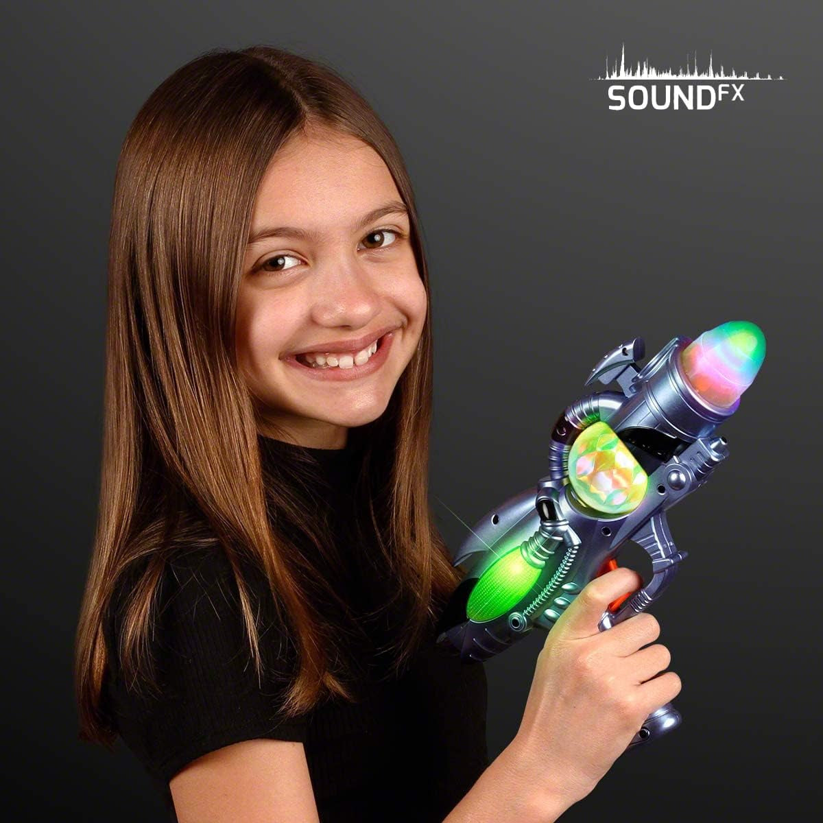 Electric Toy Space Gun, Galactic Infinity Alien Blaster Pistol for Kids Pretend Play with Flashing LED Lights and Blasting Laser FX Sounds (Style 1)