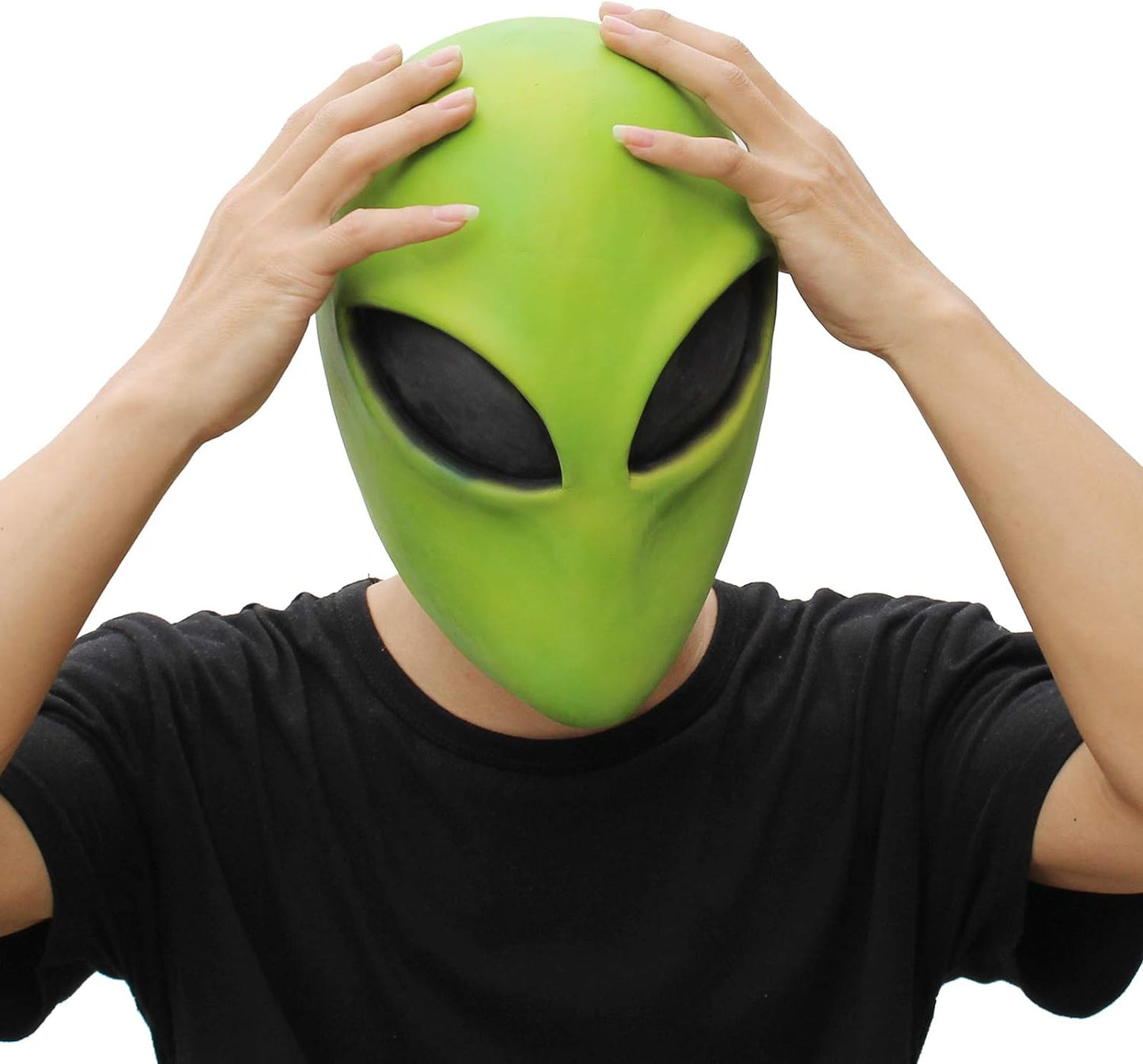 Green Alien Head Mask Cool Latex Costume Mask for Party Halloween Dressing Up