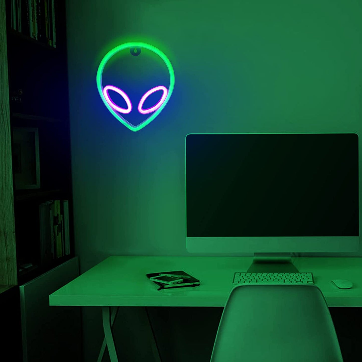 Alien Neon Sign LED Alien Neon Light Usb/Battery Operated Cool Alien Light up Sign for Wall Decor Game Room Aesthetic Hanging Light for Man Cave Stuff, Bedroom, Bar, Party, Christmas