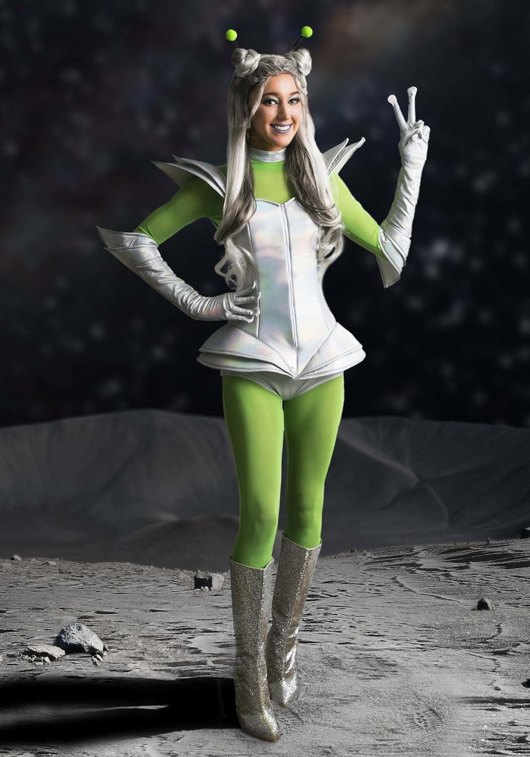 Adult Galatic Alien Babe-Extraterrestrial Halloween Outfit for Women, Prismatic Attire