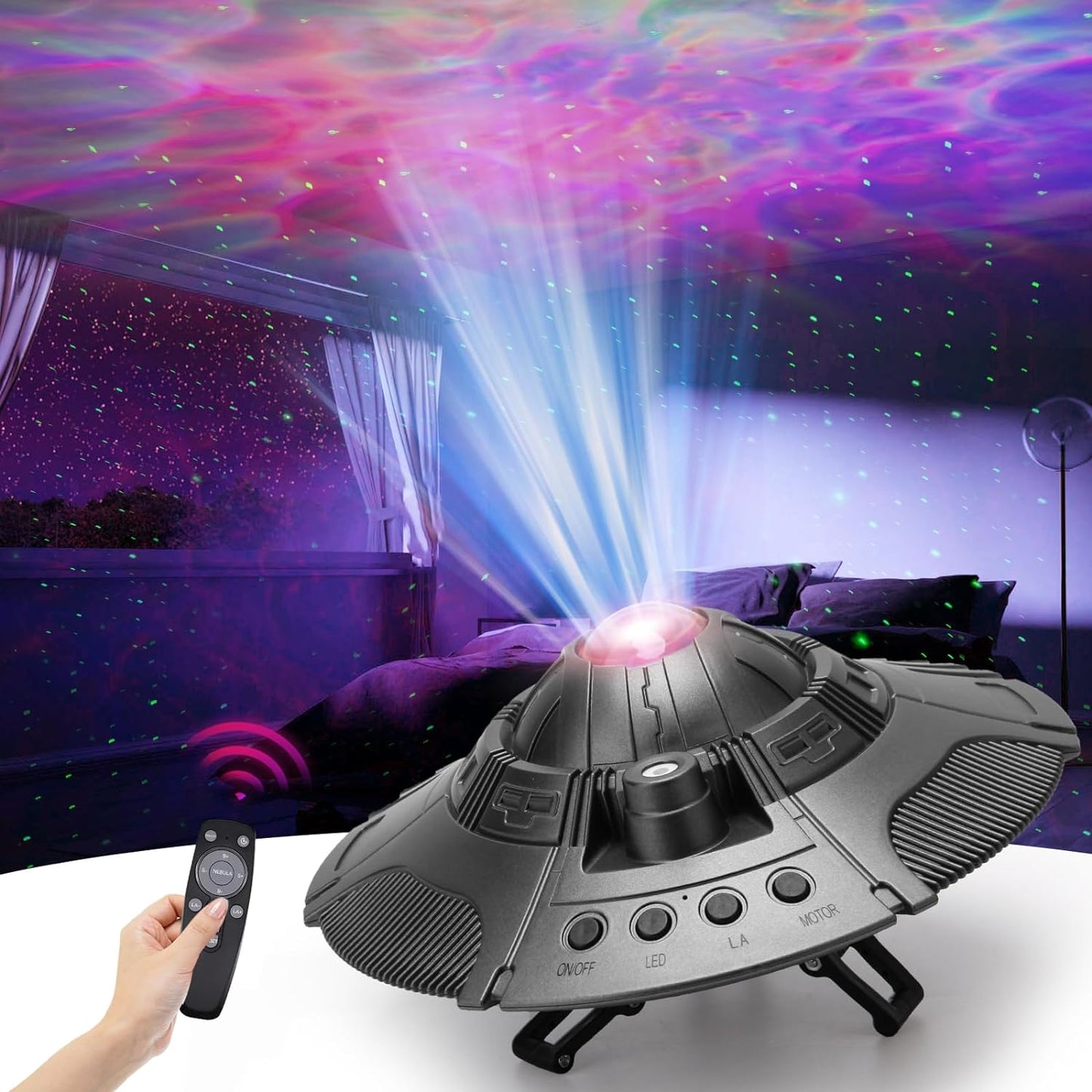 UFO Galaxy Projector, LED Lights for Bedroom, Star Projector, Night Light for Kids and Adults, Starry Nebula Ceiling LED Lamp, Room Decor Aesthetic, Gifts for Christmas, Birthdays, Valentine'S Day