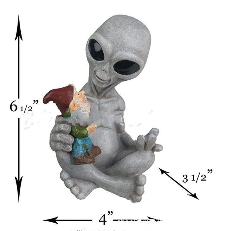 Alien and Dwarf Garden Statue