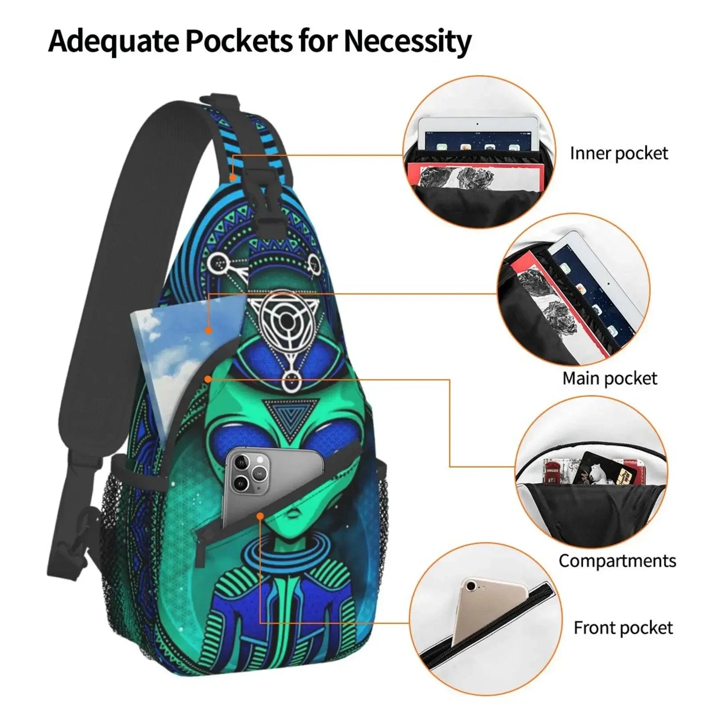 Eye- Catching Alien Sling Backpack 