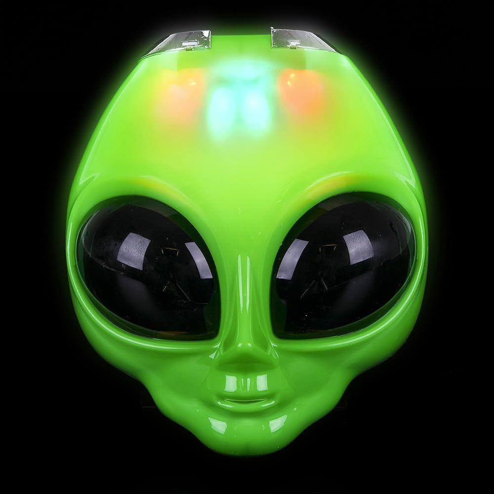 8 Inch Light-Up Flip Green Alien Mask, One per Order