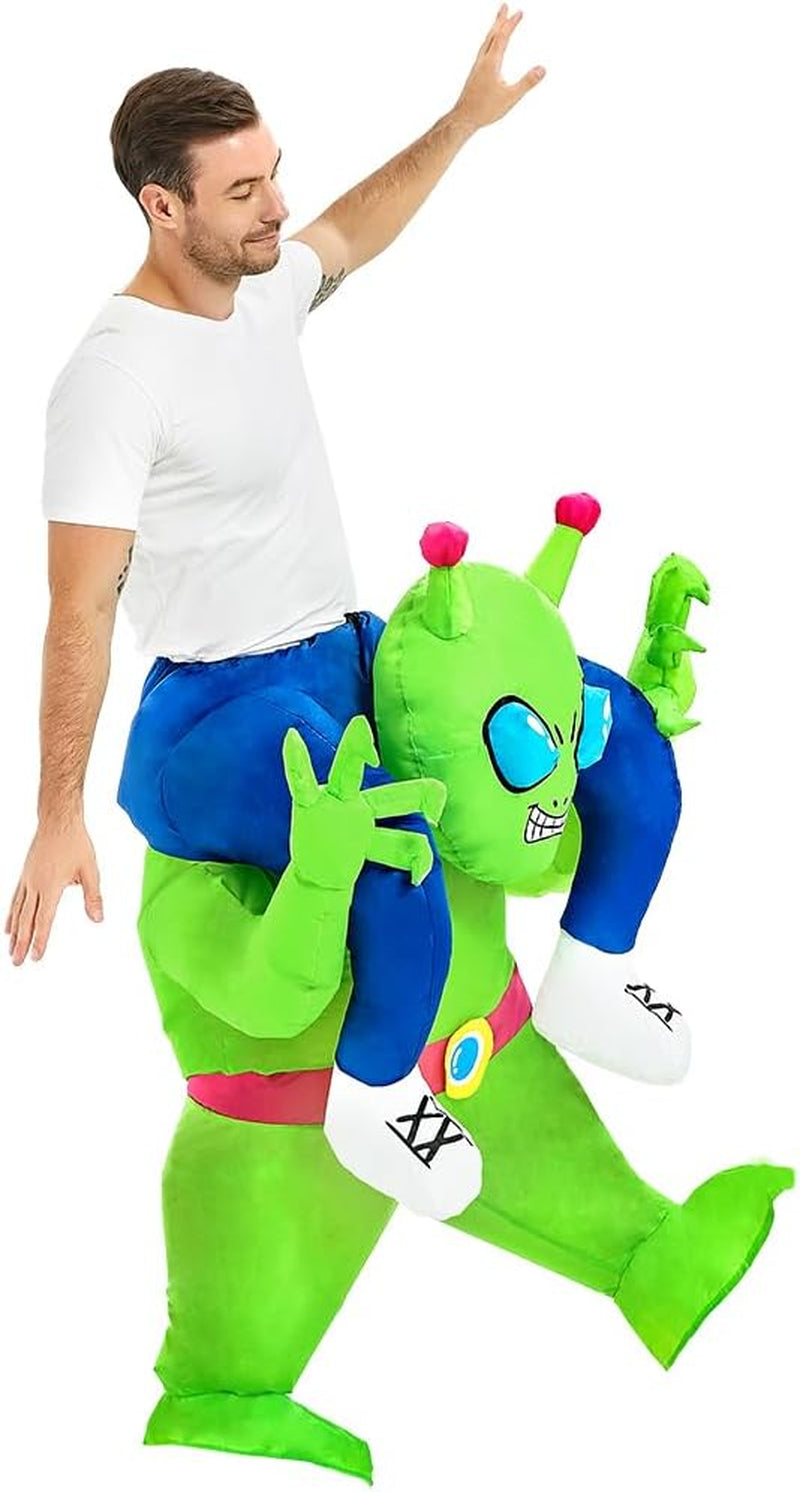 Inflatable Alien Costume Adult Blow up Costumes Alien Suit Onesie Ride on Fancy Party Cosplay Dress Halloween Costumes for Men Women