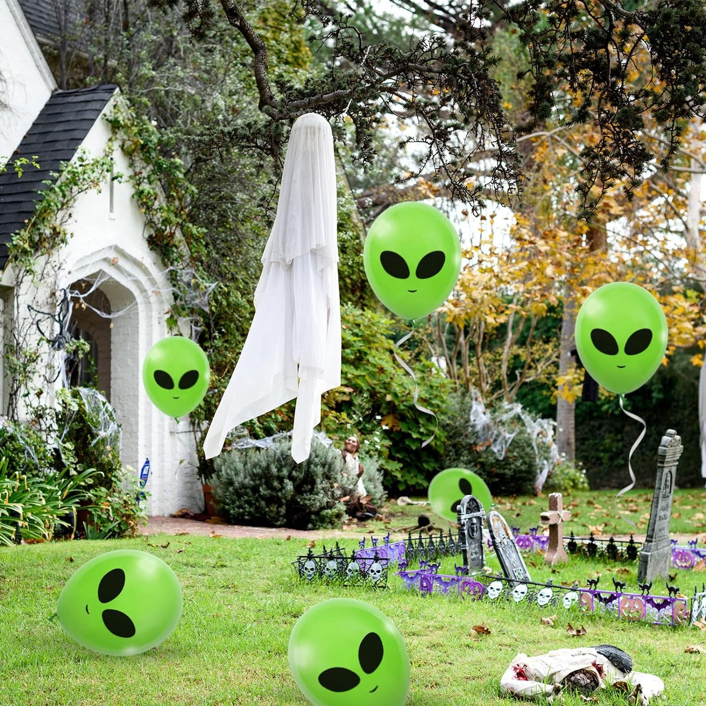 65Pcs Alien Balloons Green Alien Party Latex Balloons UFO Balloons Outer Space Aliens Decorations for Birthday Party Baby Shower Supplies Home Backdrop Decorations