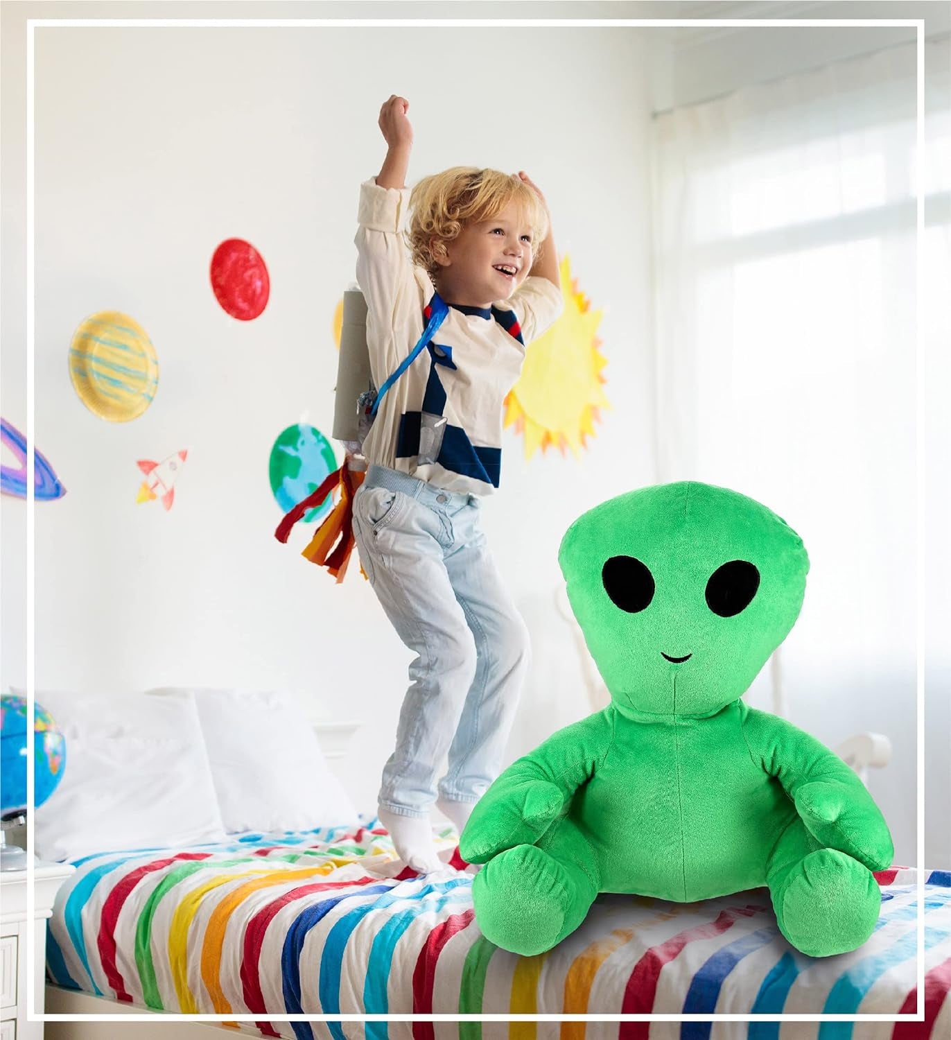 Plush Alien Stuffed Toy – Soft Huggable Green Alien, Adorable Space Creature Plushie Toy, Cute Weird Cuddle Gifts Toy for Kids and Adults - 18 Inches