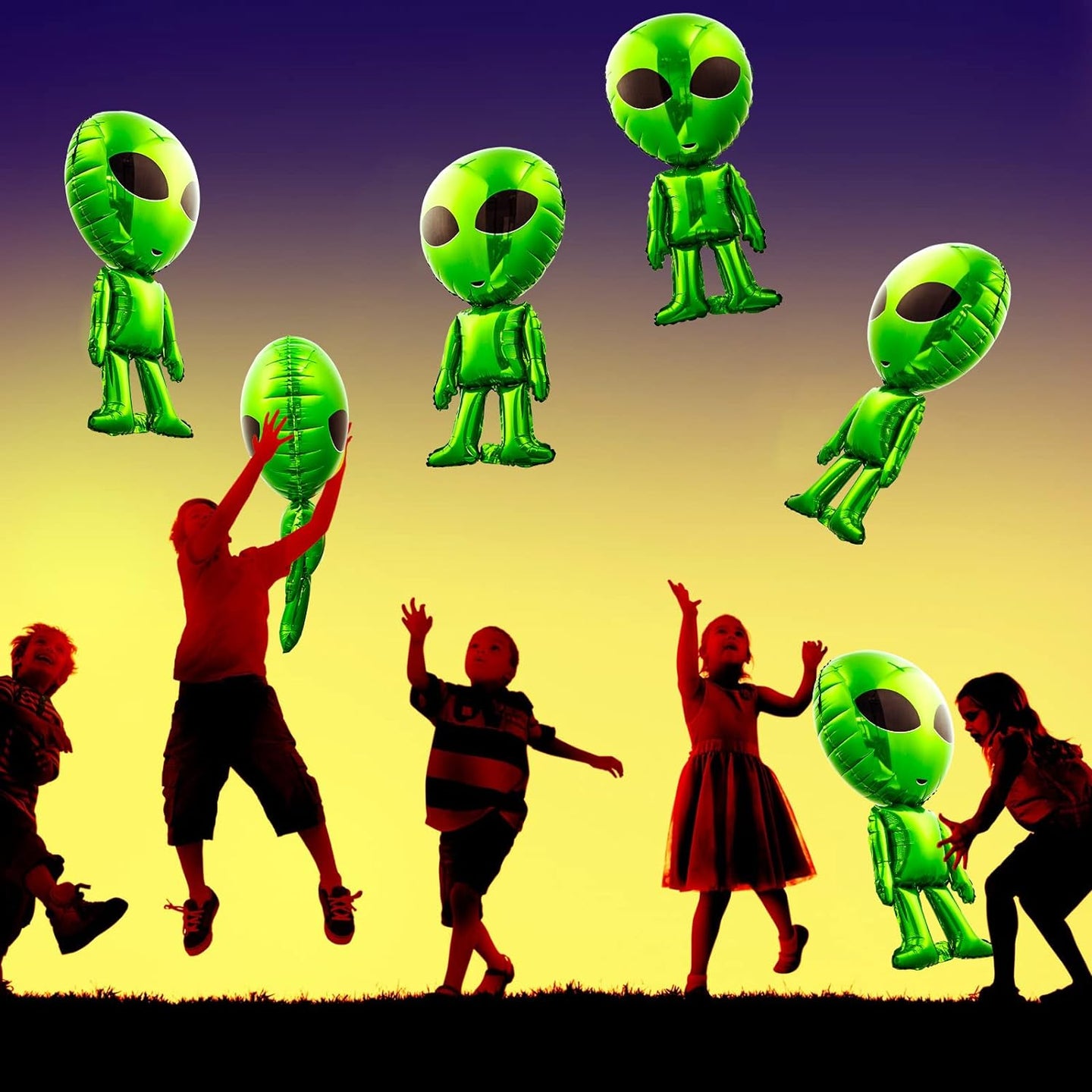 6 Pcs Large Alien Balloons Green Inflatable Alien Prop Space Alien Birthday Party Supplies for Alien Party Halloween Party Backdrop Home Decorations 31.5 Inch