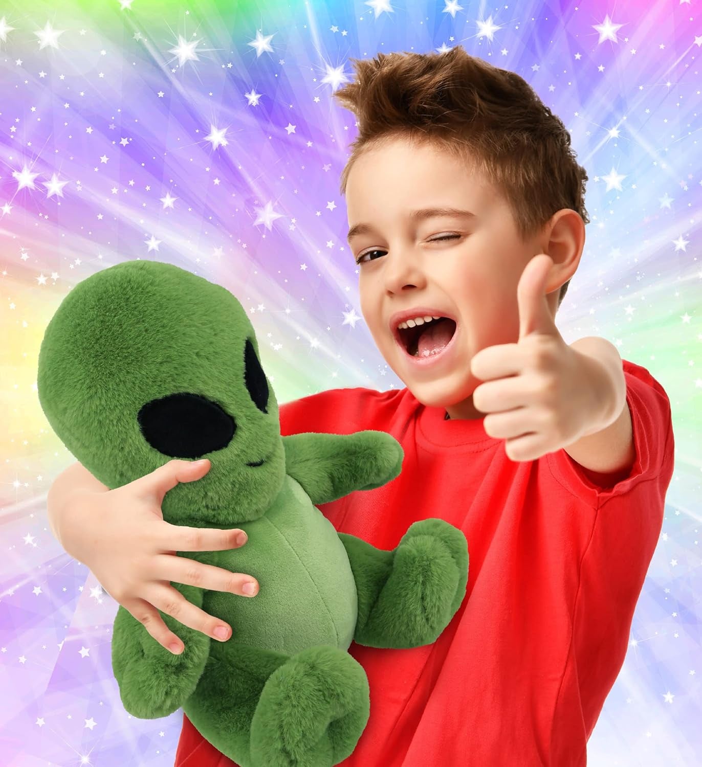 Plush Alien Stuffed Toy – Soft Huggable Green Alien, Adorable Space Creature Plush Toy, Cute Weird Cuddle Gifts, Super Soft Plush Doll Galaxy Toy for Kids and Adults - 11 Inches