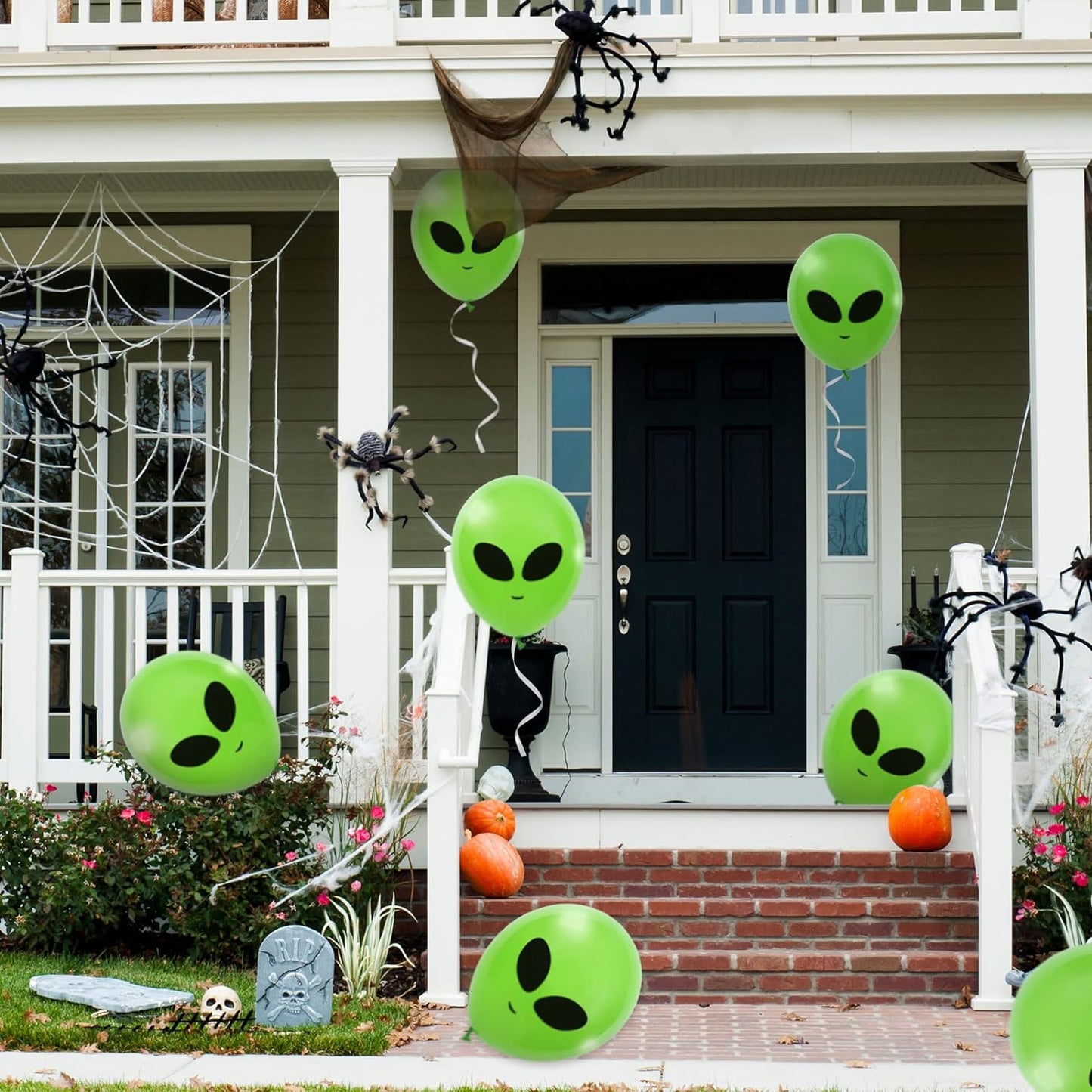 65Pcs Alien Balloons Green Alien Party Latex Balloons UFO Balloons Outer Space Aliens Decorations for Birthday Party Baby Shower Supplies Home Backdrop Decorations