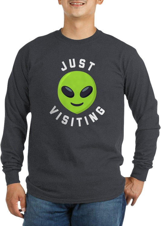 Just Visiting Alien Emoji Long Long Sleeve T