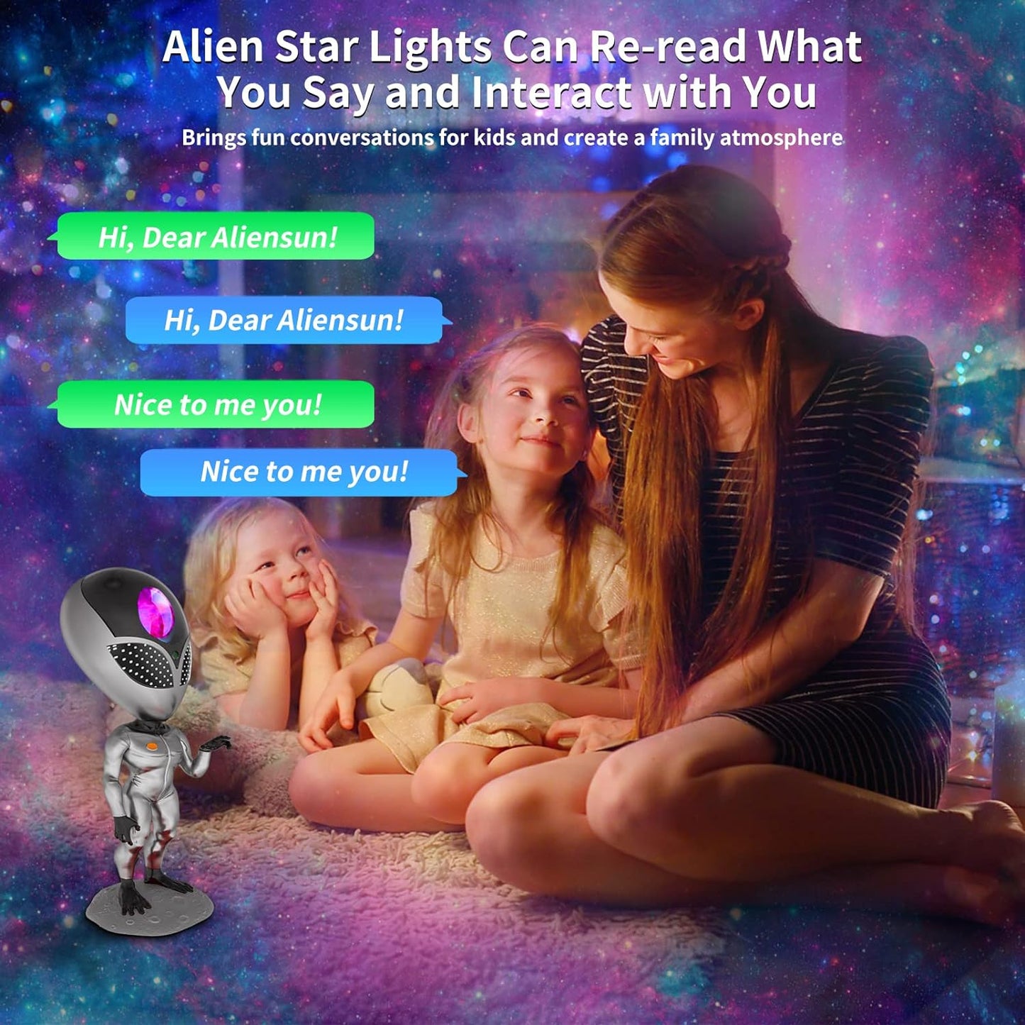 Star Projector, Aliens Galaxy Projector for Bedroom, Starry Nebula LED Lamp with Timer and Remote, Aliensun Night Light Projector for Kids Adults Gaming Room, Home Theater and Room Decor