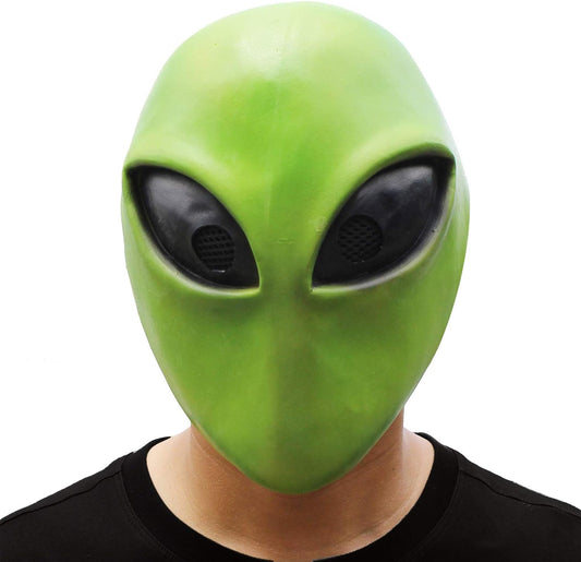 Green Alien Head Mask Cool Latex Costume Mask for Party Halloween Dressing Up