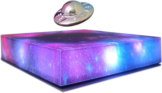 Levitating Floating UFO Lamp Lights, Magnetic Levitation Decor Display UFO, Unique Toy Gift for Desk,Room,Office, Rotating Illuminated UFO, RGB Galaxy Base, Touch Control