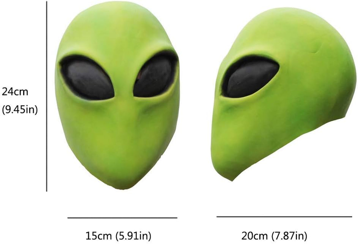 Green Alien Head Mask Cool Latex Costume Mask for Party Halloween Dressing Up