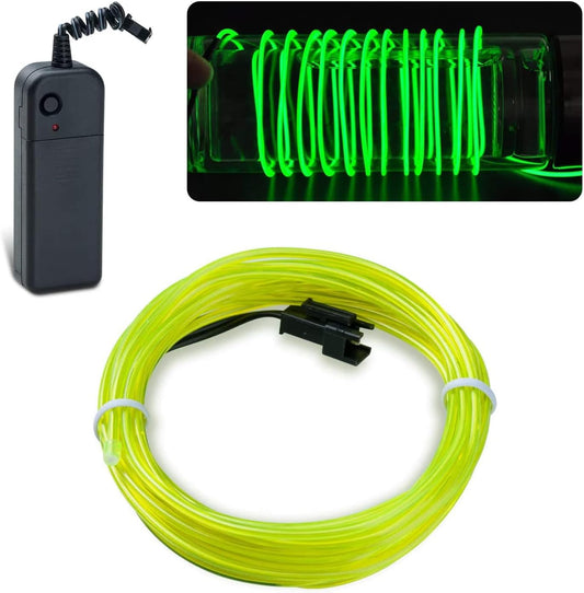 15Ft El Wire,Neon Glowing Strobing Electroluminescent Light El Wire/Battery Pack for Parties, Halloween Decoration (Green)