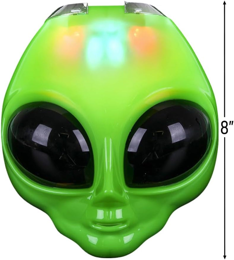 8 Inch Light-Up Flip Green Alien Mask, One per Order