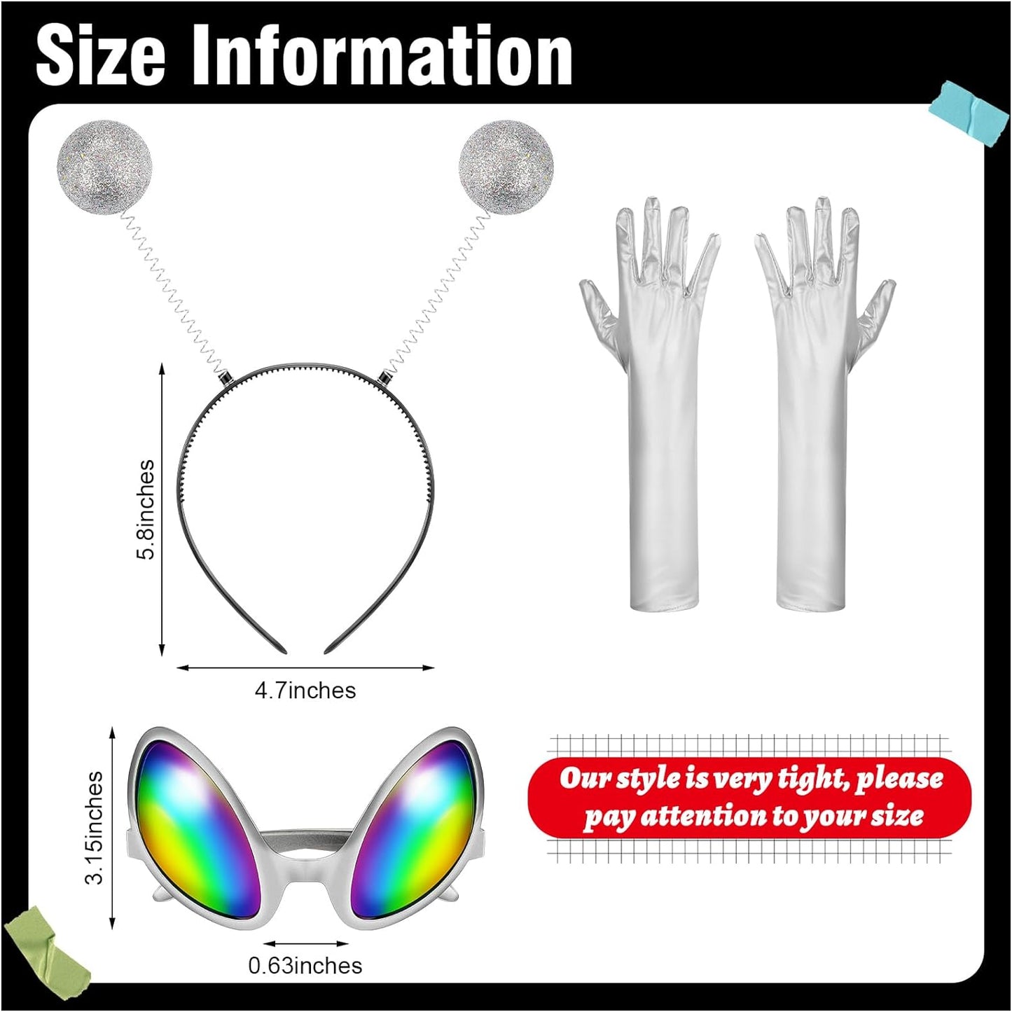 8 Pcs Halloween Alien Costume for Women with Metallic Top Skirt Space Dress up Party Supplies