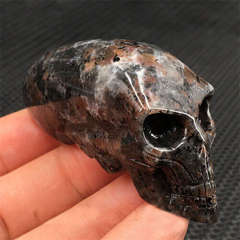 TOP! 45G+ Natural Yooperlite Alien Skull Quartz Carved Crystal Gift Reiki 1PC