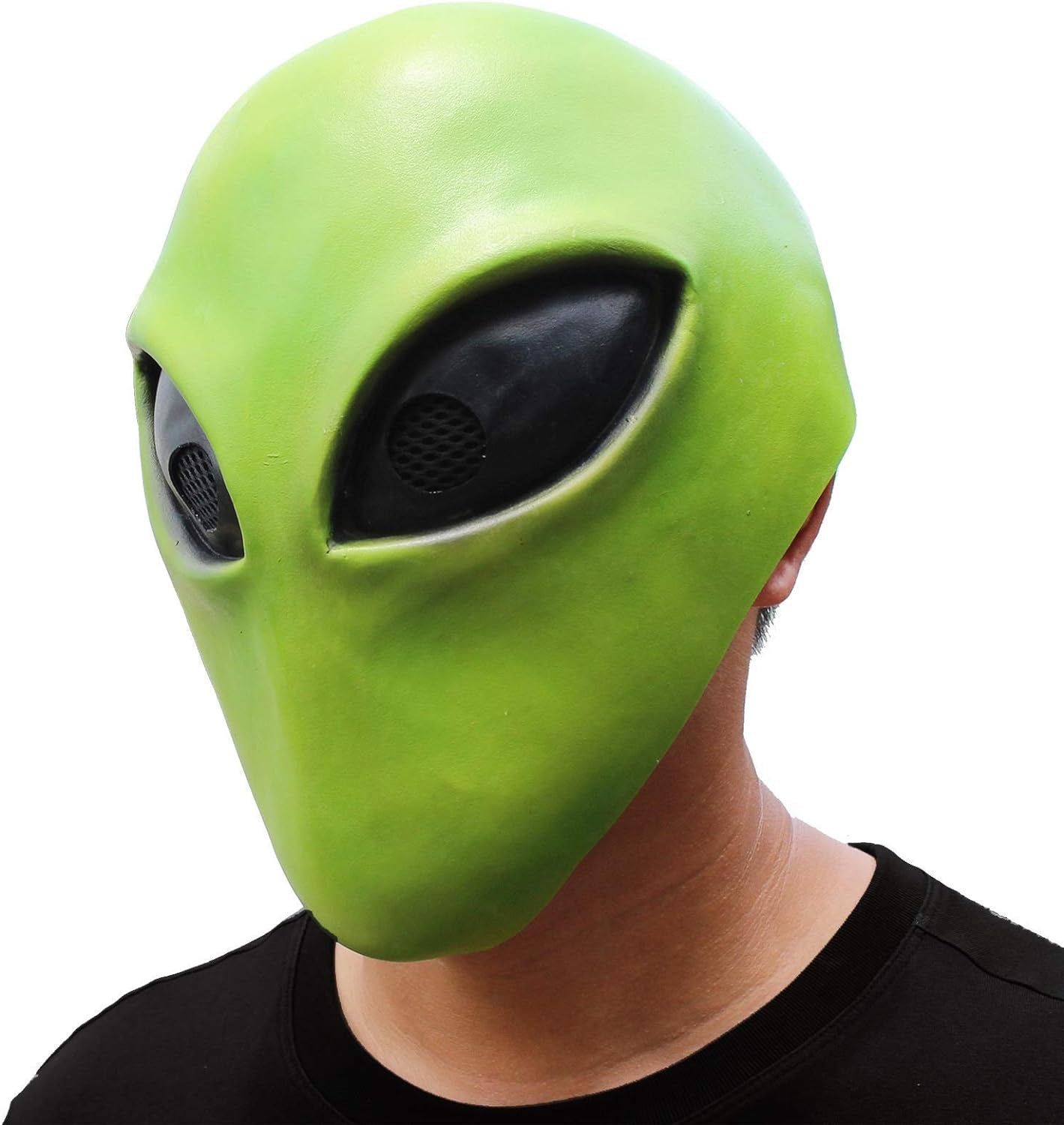 Green Alien Head Mask Cool Latex Costume Mask for Party Halloween Dressing Up