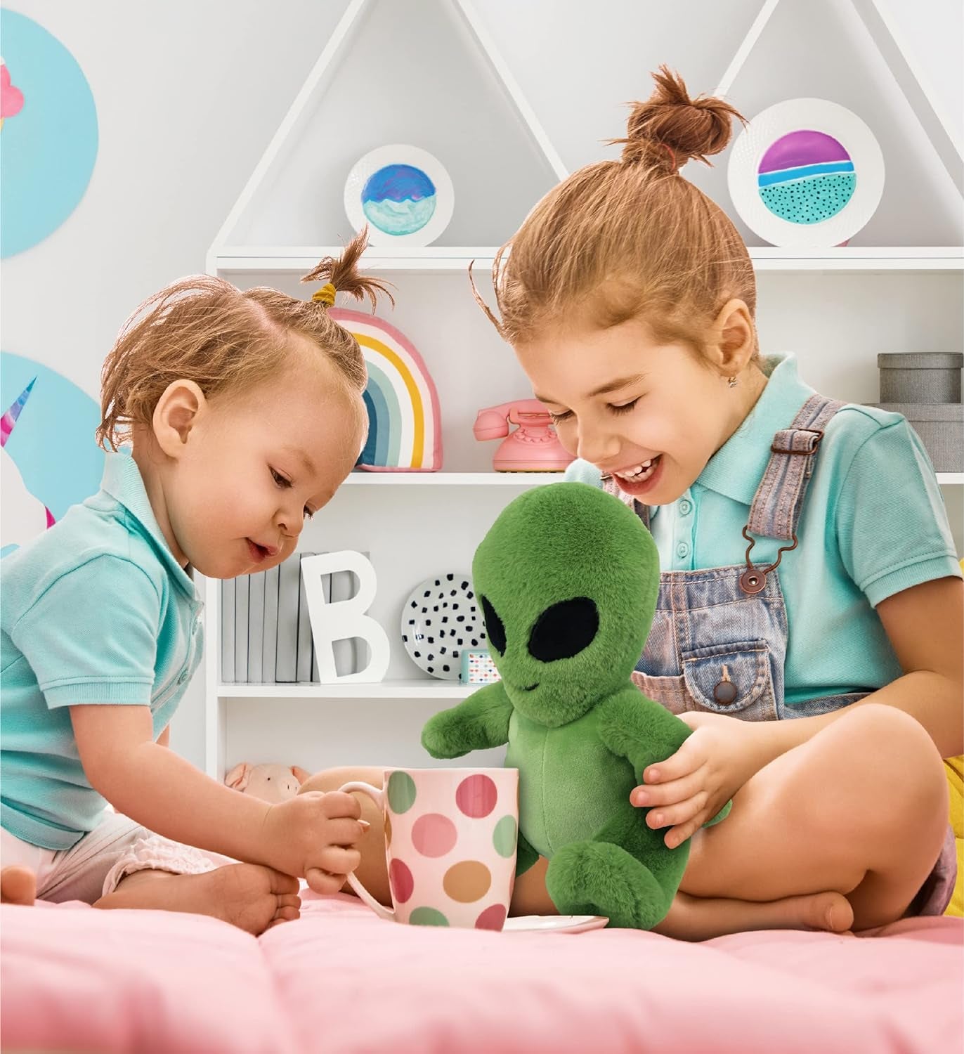 Plush Alien Stuffed Toy – Soft Huggable Green Alien, Adorable Space Creature Plush Toy, Cute Weird Cuddle Gifts, Super Soft Plush Doll Galaxy Toy for Kids and Adults - 11 Inches