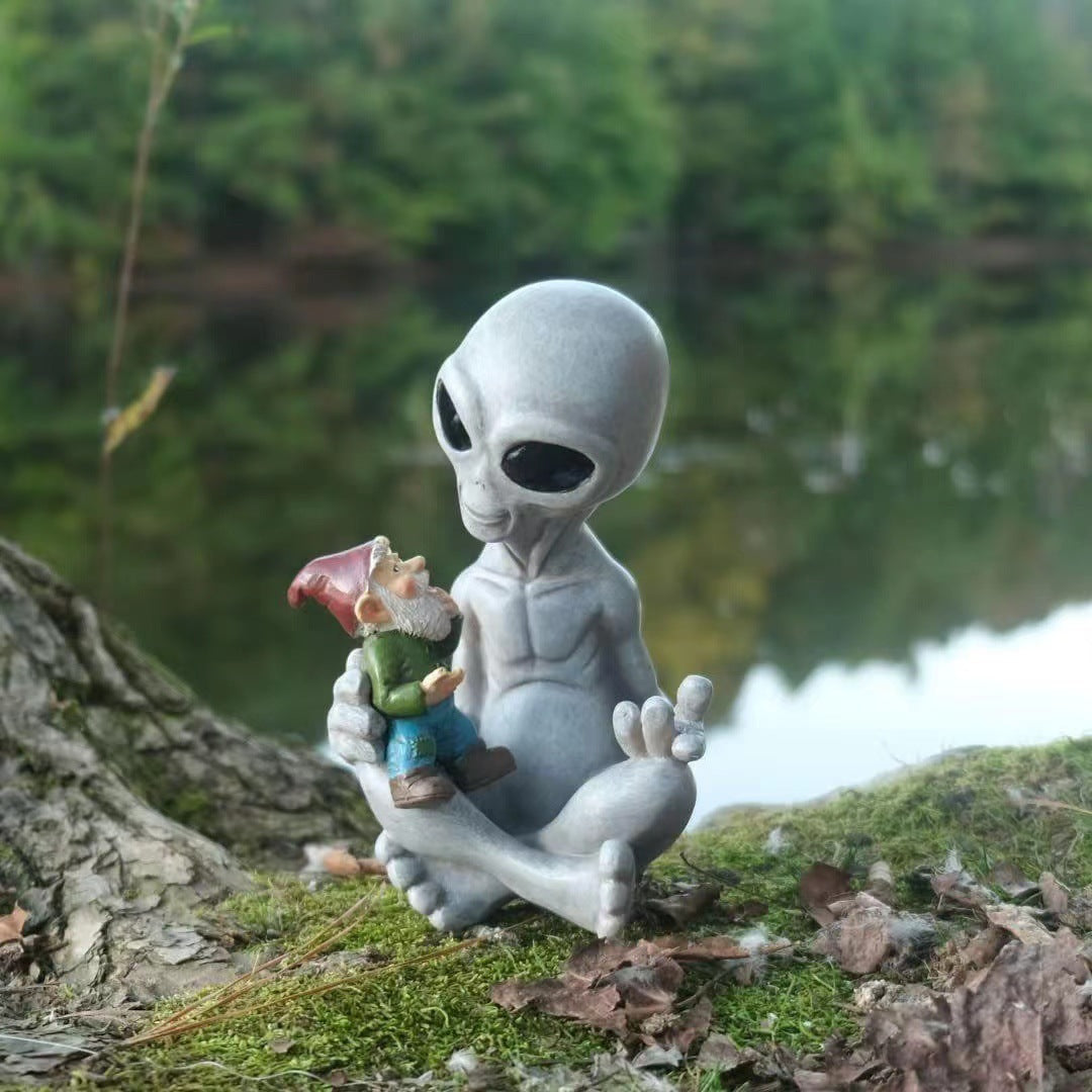 Alien and Dwarf Garden Statue