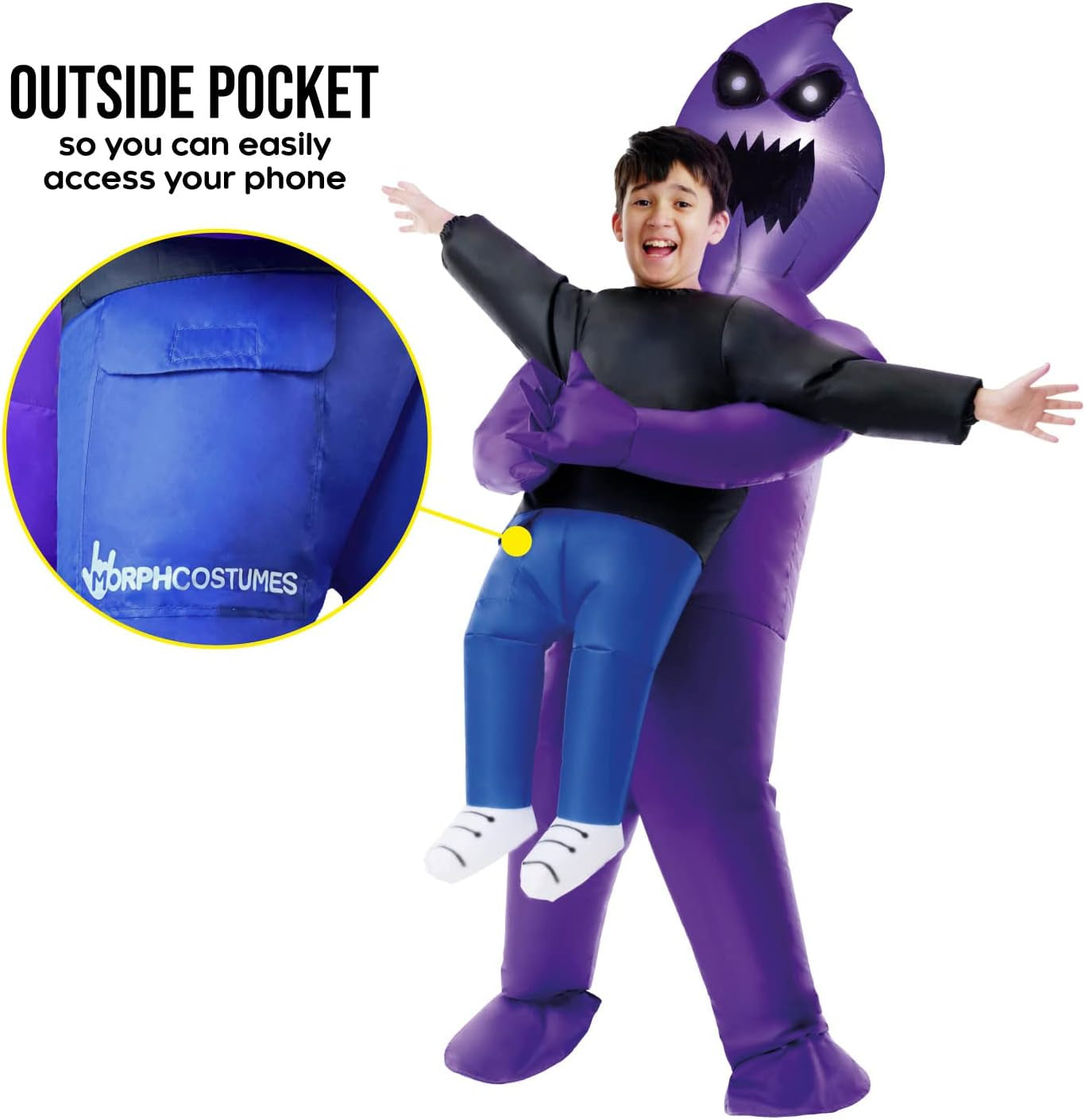 Light up Ghoul Inflatable Kids, Inflatable Alien Costume for Kids, Alien Carrying Kid Costume, Inflatable Scary Costume