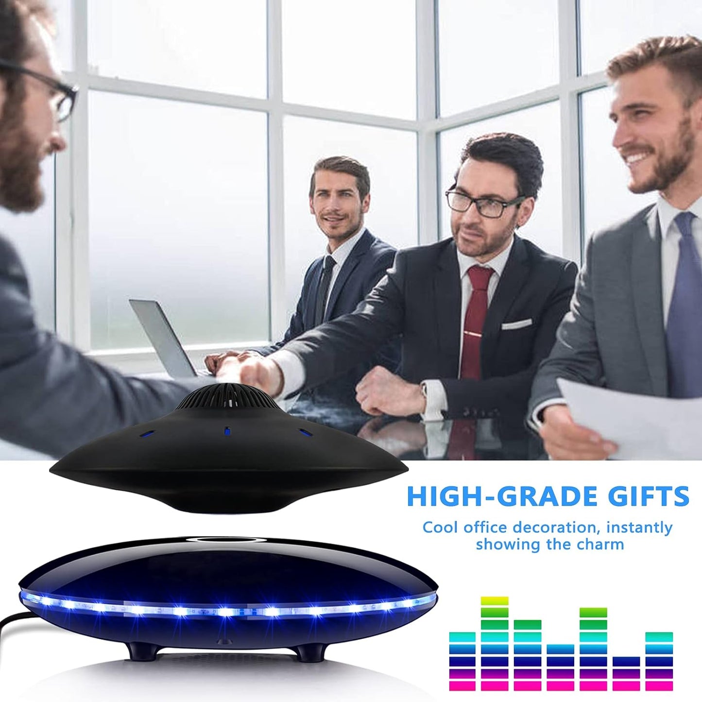 Magnetic Levitating Bluetooth Speaker, Levitating UFO Speakers with LED Lights, 360 Degree Rotation,Wireless Floating Speakers for Home Office Decor Cool Tech Gadgets,Creative Gifts