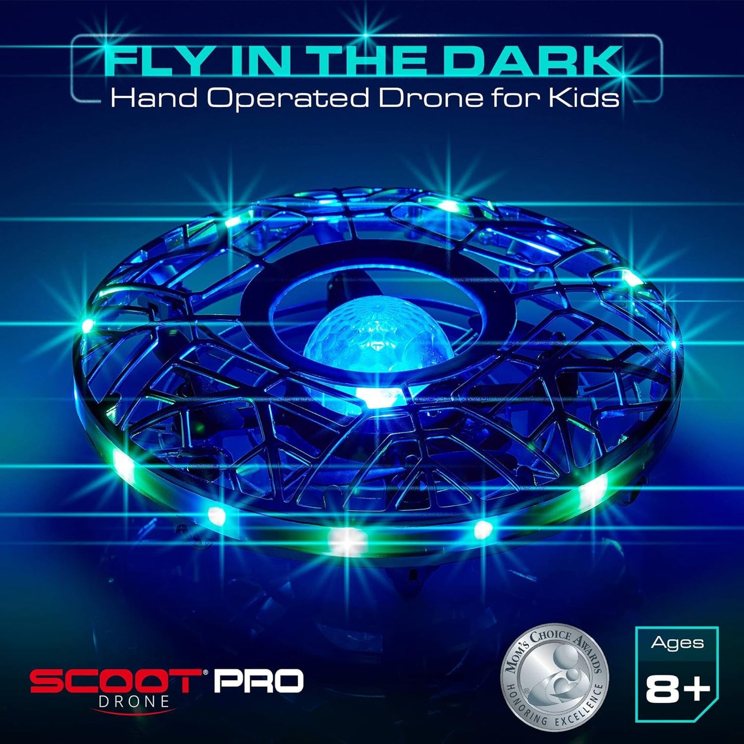 Scoot Pro Hand Operated Drone for Kids or Adults - Induction Hands Free Motion Sensors Mini Drone with Bright LED Projection, 360 Flips, Easy Indoor Small UFO Flying Orb Ball Toy for Boys Girls