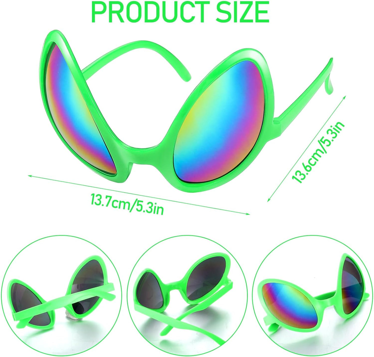 12 Pack Halloween Alien Glasses with Lenses Novelty Funny Glasses Alien Costume Accessories for Halloween Cosplay (Bright Colors)