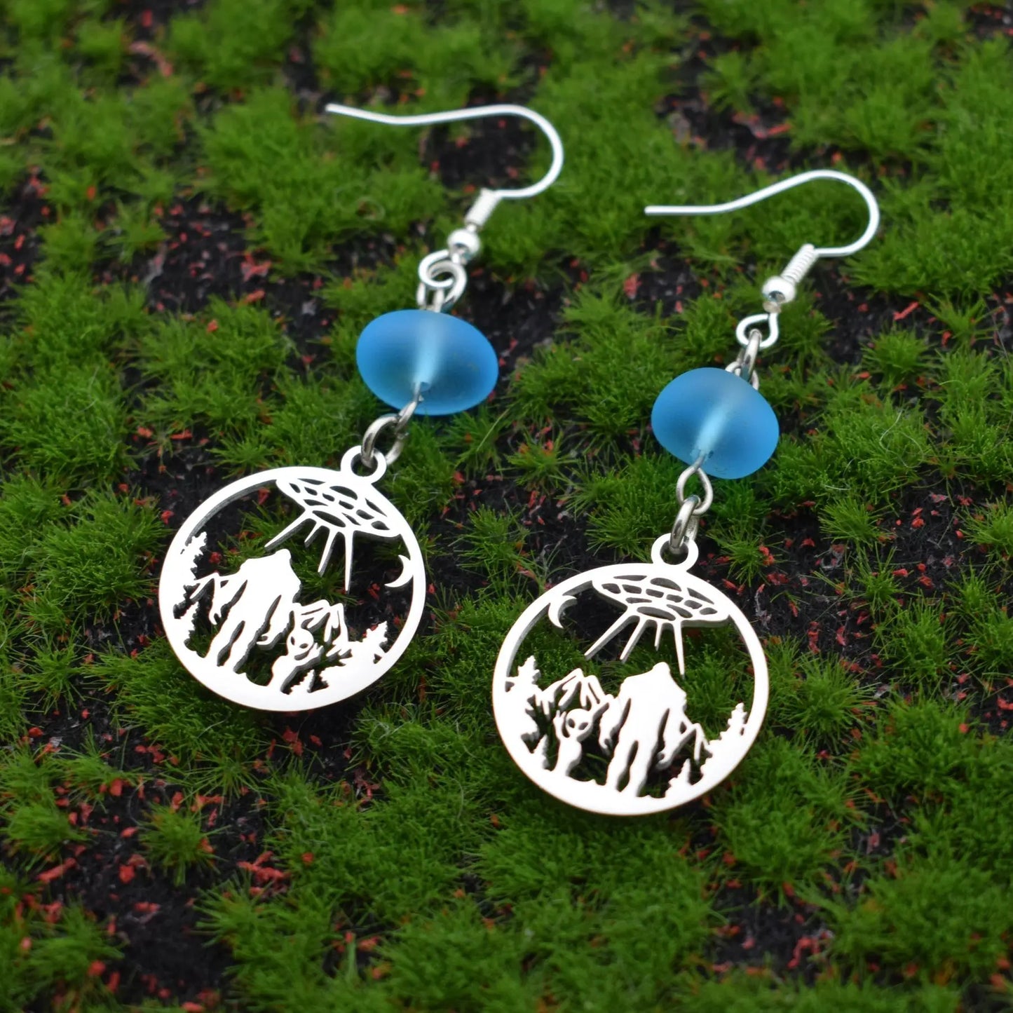 Starry Encounter: Bigfoot & Alien Peace  earrings