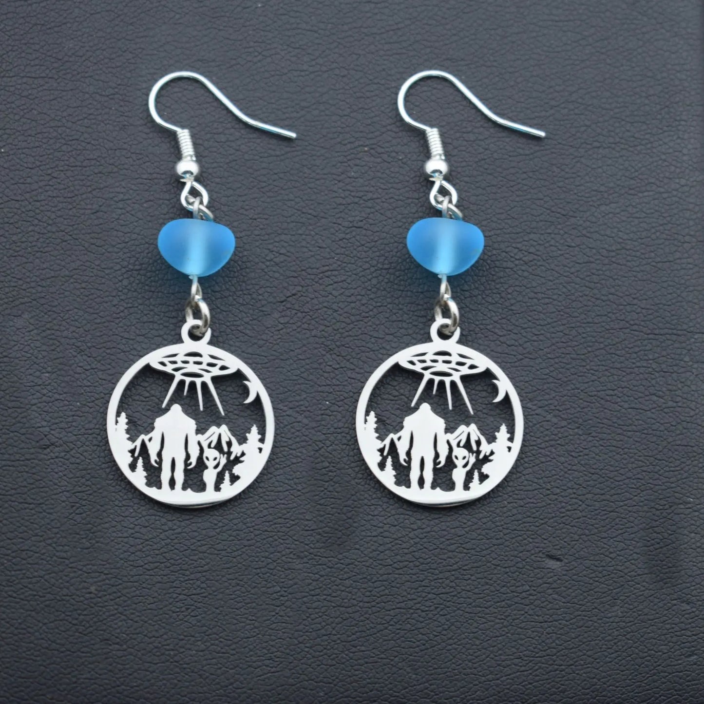 Starry Encounter: Bigfoot & Alien Peace  earrings