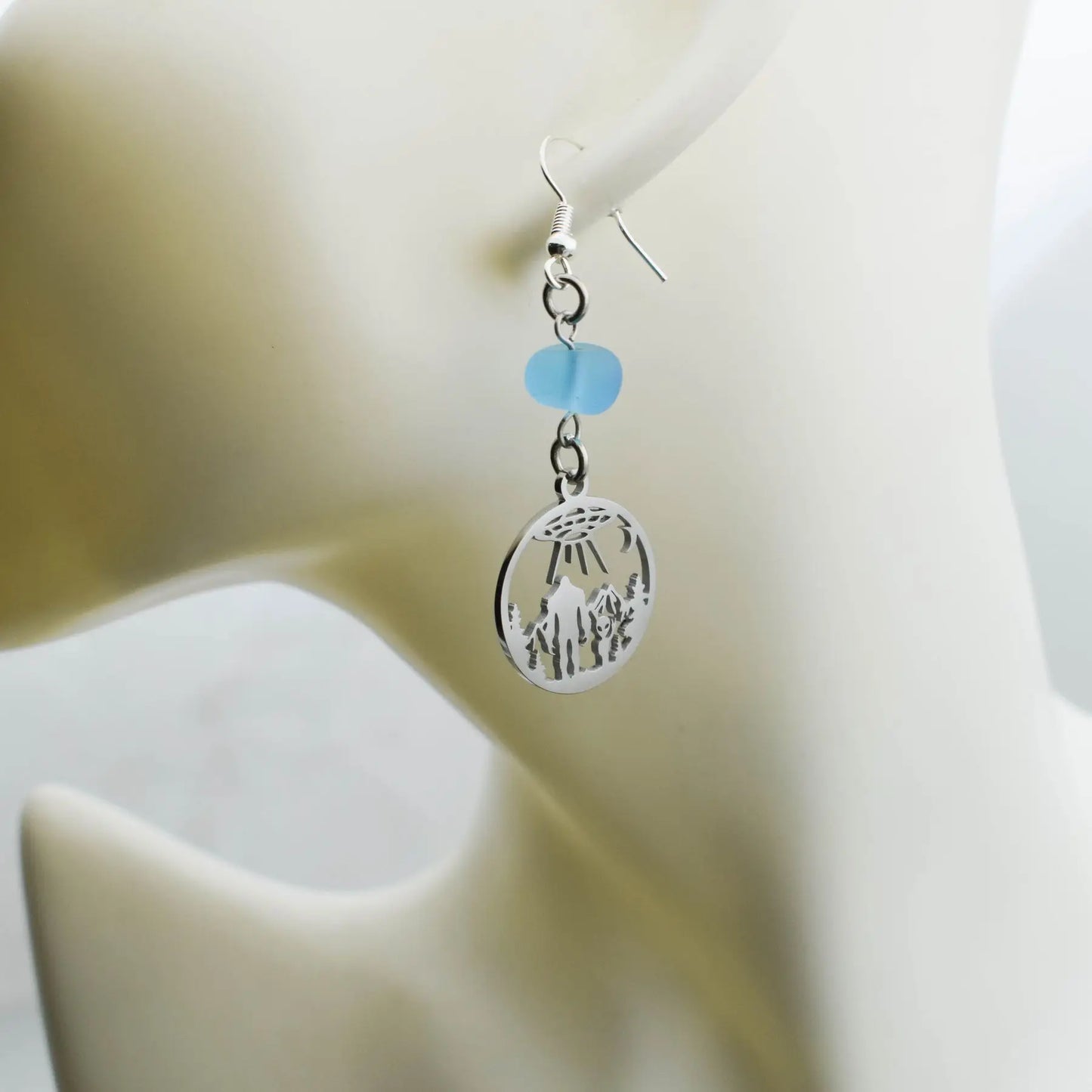 Starry Encounter: Bigfoot & Alien Peace  earrings